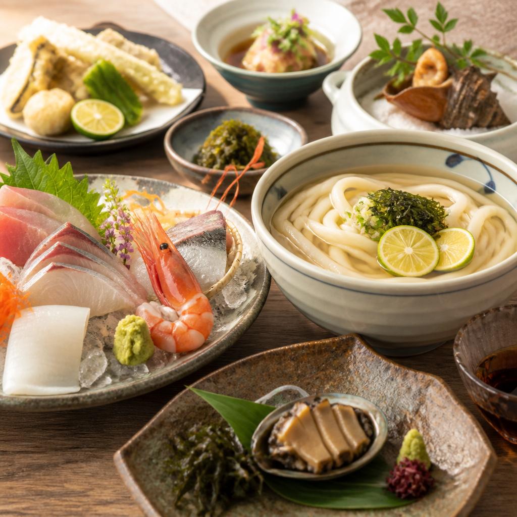 新鮮な魚介料理の数々